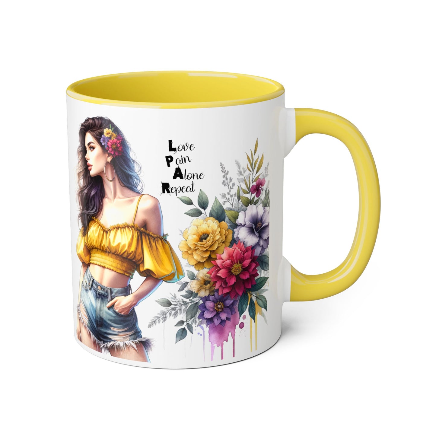 Boho Floral Accent Mug, Stunning Gift for Tea Lovers, Home Decor, Coffee Lover's Gift, Birthday Present, Art Print Mug