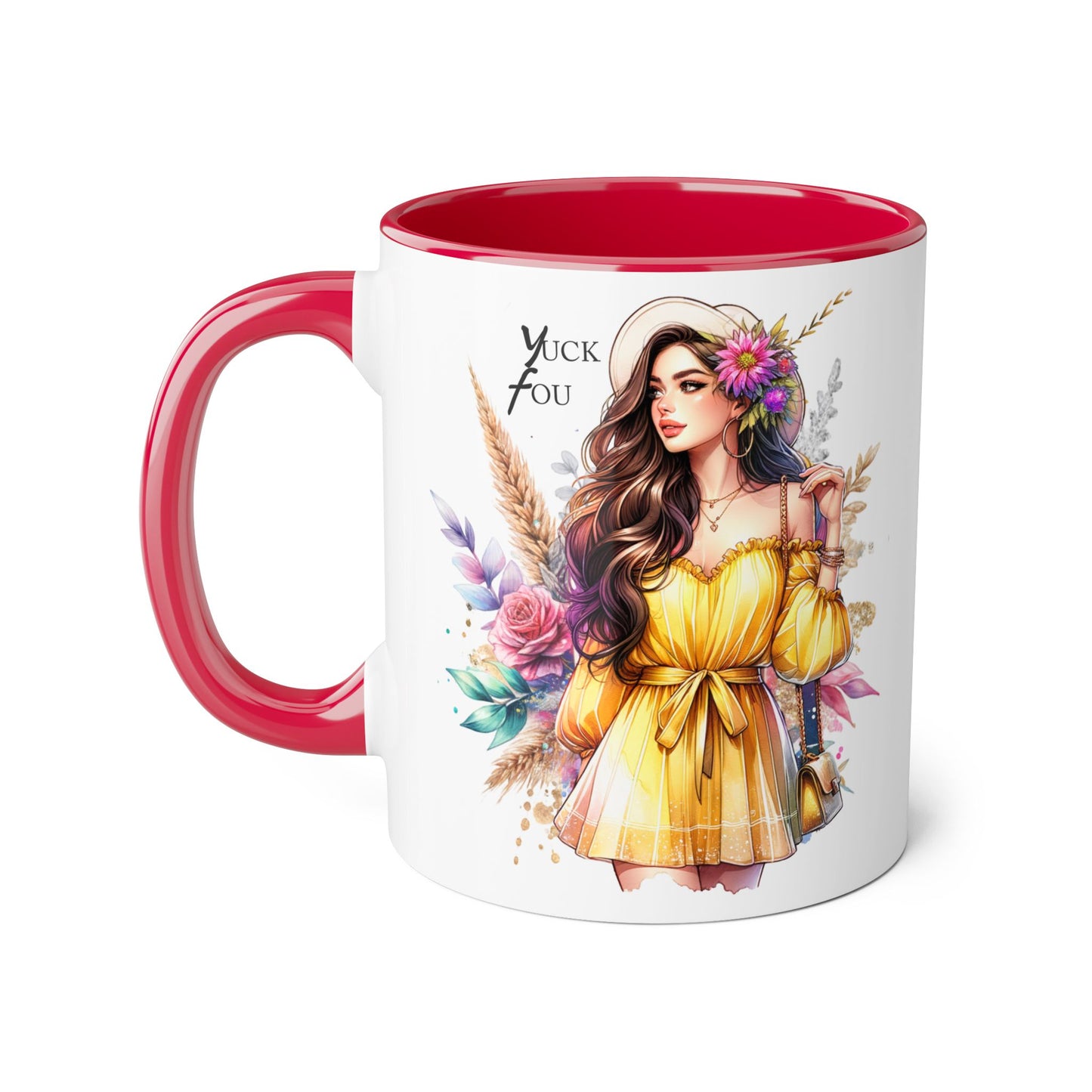 Yuck Fou Chic Floral Accent Mug, Black-Handled Coffee Cup, Gift for Her, Boho Kitchen Decor, Unique Birthday Present, Fun Art Mug, [...]
