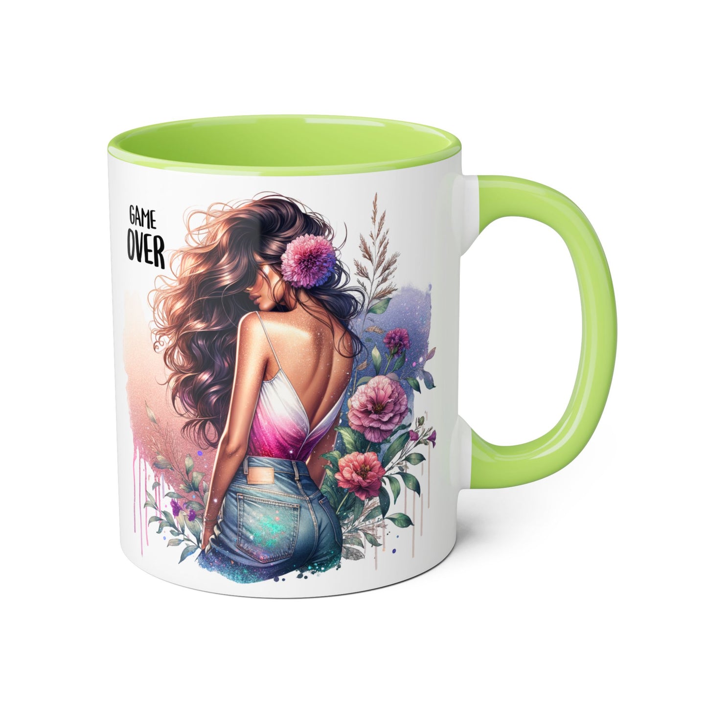 Boho Chic Accent Mug - Perfect Gift for Coffee Lovers, Home Decor, Floral Art, Unique Design, Game Over Theme