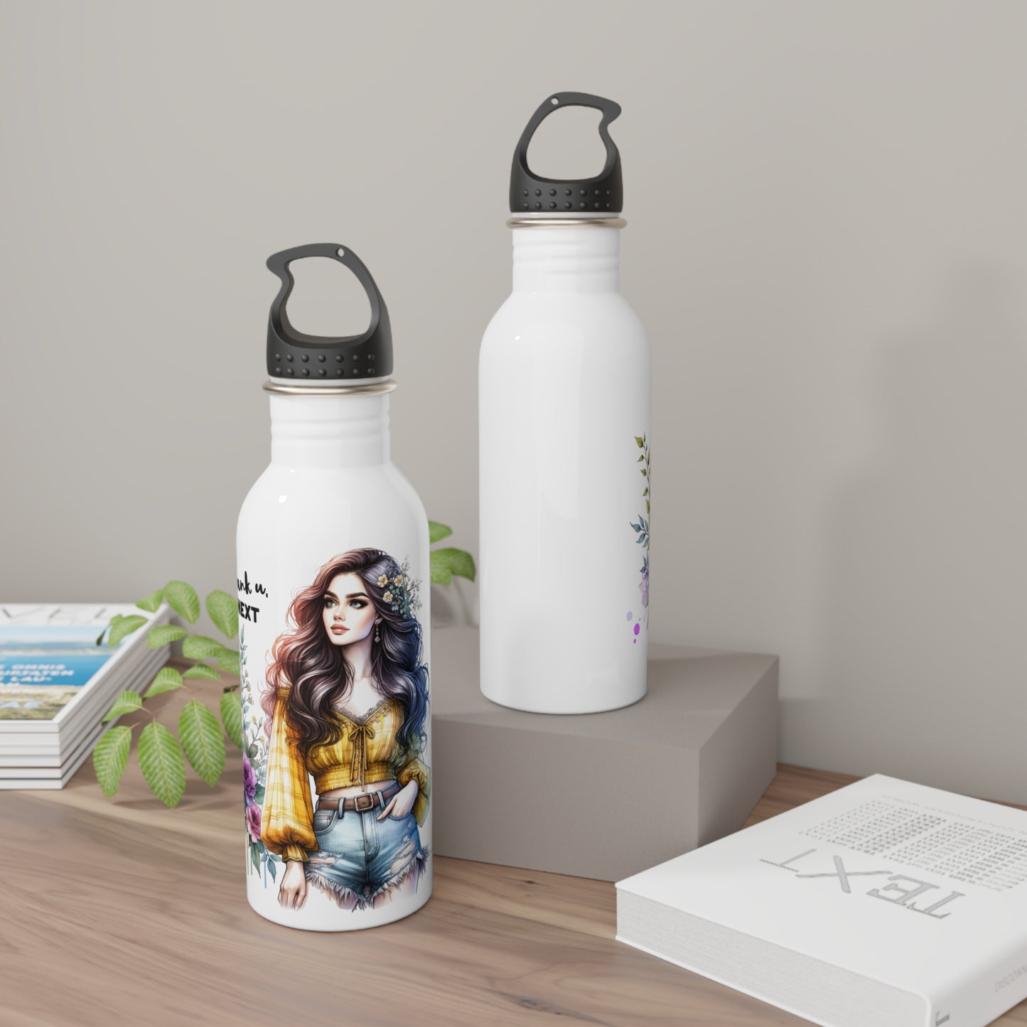 Thank U, Next Floral Motivational Water Bottle, Inspirational Gift for Her, Eco-Friendly Hydro Flask, Unique Art Design, Perfect for Fitness or [...]