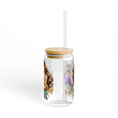 I Don't Make Mistakes, I Date Them Stylish Sipper Glass, 16oz with Elegant Art Design, Perfect for Gifts, Parties, Home Decor, Eco-Friendly Drinkware