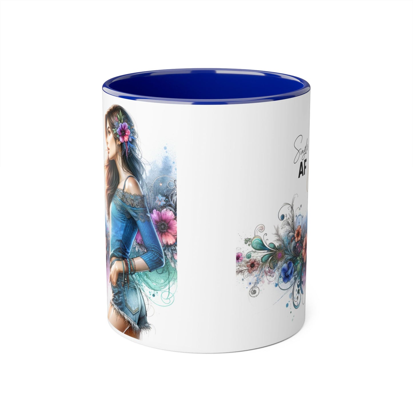 Stylish Accent Mug, Coffee Lover Gift, Floral Design Mug, Trendy Drinkware, Unique Gift for Her, Simple AF Mug