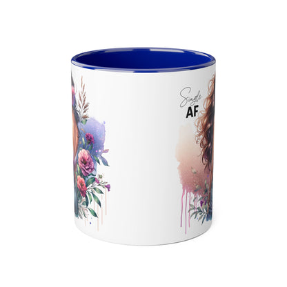 Single AF Floral Accent Mug - Drinkware for Single Ladies, Self-Care Gift, Coffee Lover, Unique Home Decor, Valentine's Day Gift