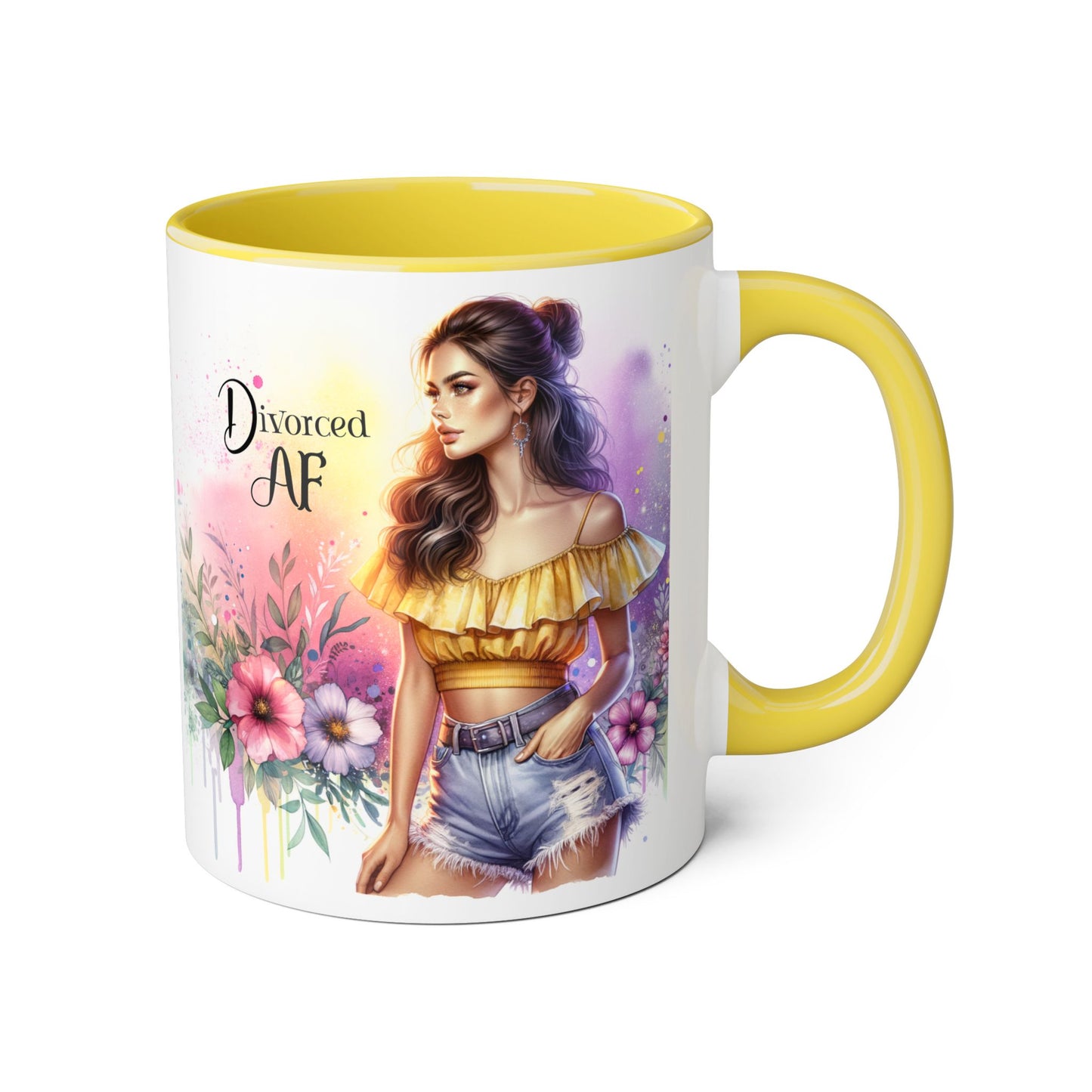 Divorced AF Accent Mug, Floral Coffee Cup, Empowerment Gift, Self-Care Mug, Funny Divorce Coffee Mug, Unique Drinkware