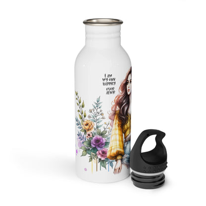I Am My Own Happily Ever After Floral Motivational Stainless Steel Water Bottle - Drink Happy, Stay Hydrated