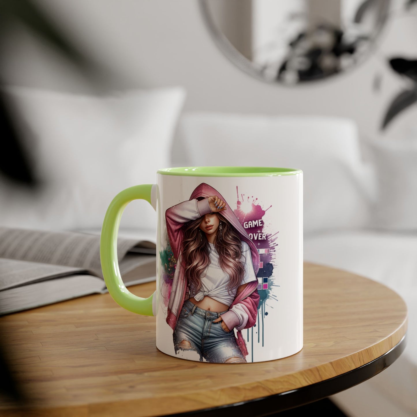 Chic Game Over Accent Mug - Stylish Coffee Cup for Gamers, Perfect Gift for Birthdays, Holidays, and Everyday Use