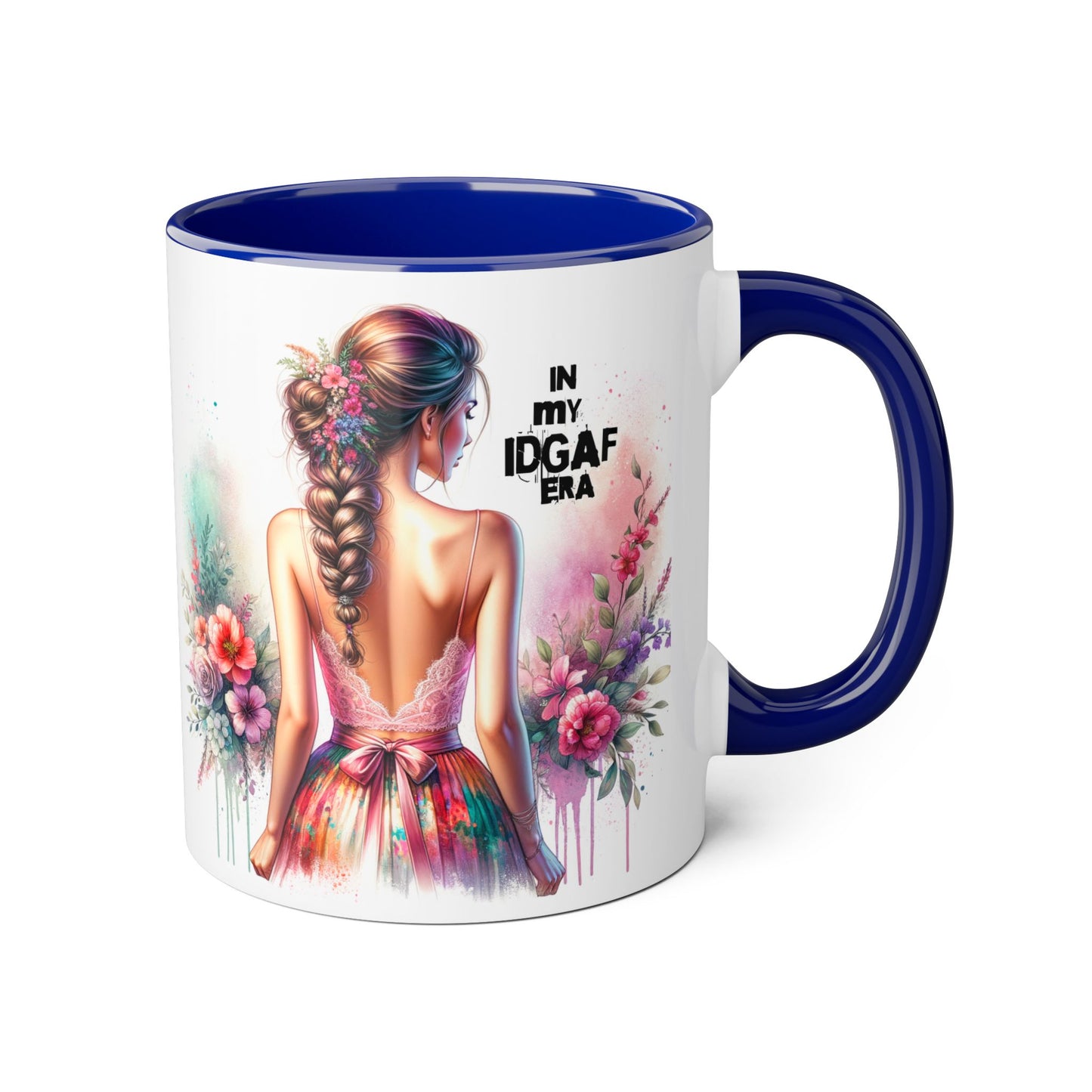 Bold IDGAF Era Accent Mug, Coffee Cup for Strong Women, Gift for Her, Floral Art Mug, Motivational Drinkware