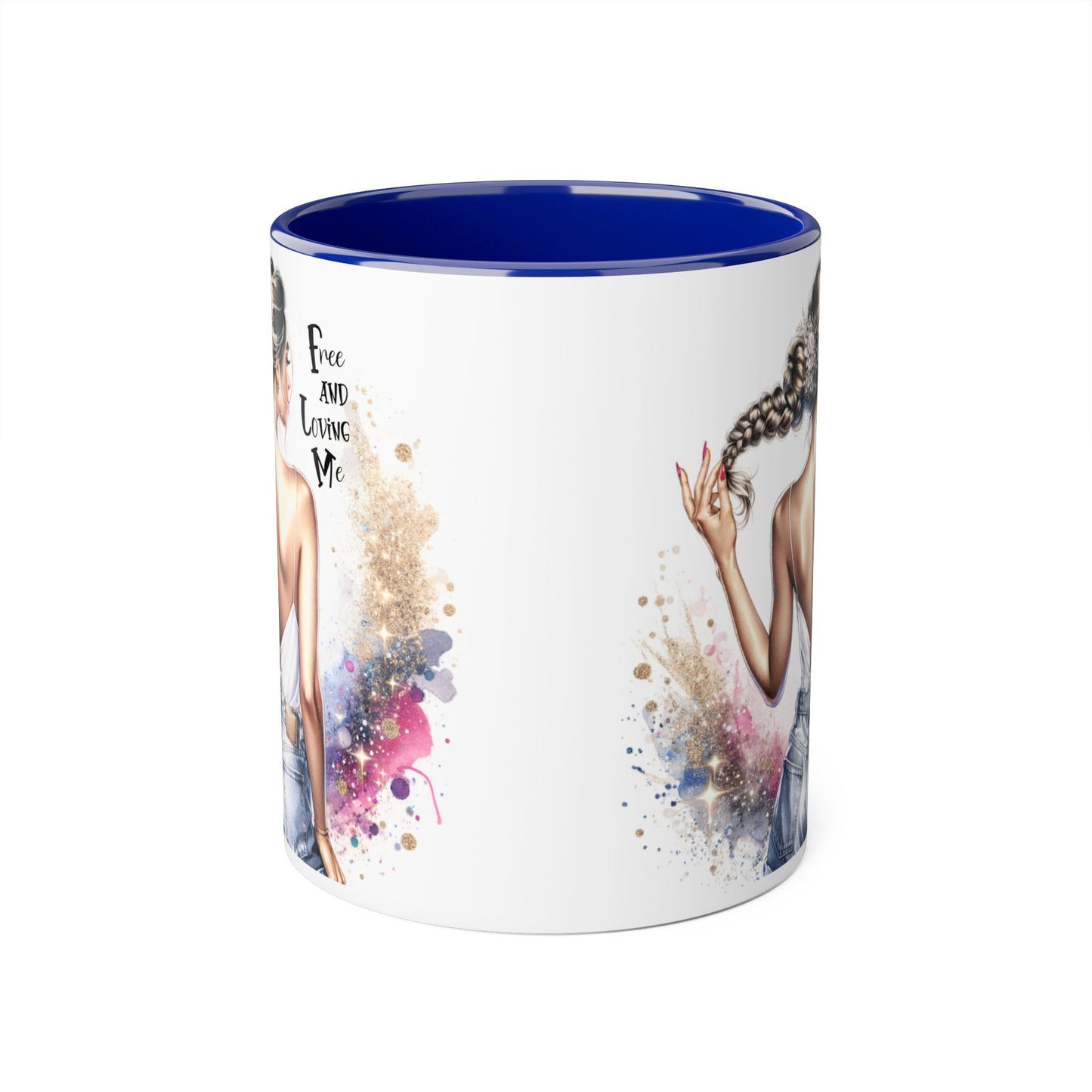 Free and Loving Me Accent Mug, Empowering Coffee Cup, Inspirational Gift, Unique Women’s Mug, Morning Motivation