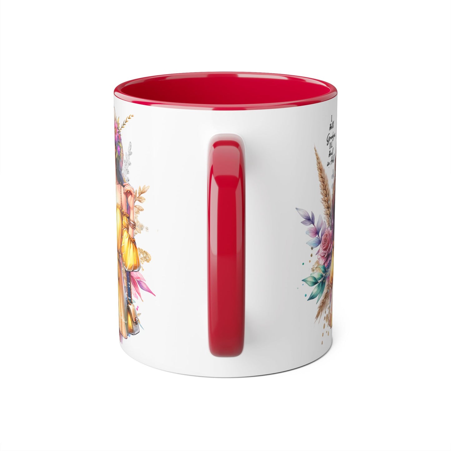 I Hold Grudges, I'll Heal in Hell  Humoristic Bohemian Accent Mug, Colorful Floral Art, Gift for Her, Coffee Lover's Dream, Inspirational Quote