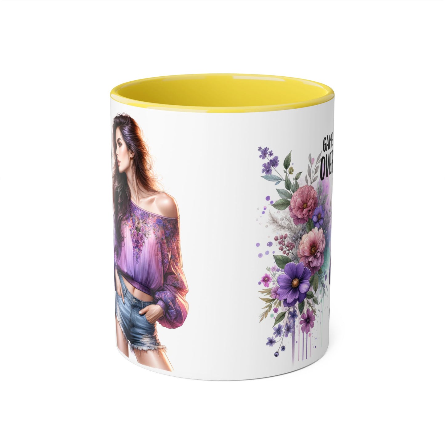 Floral Game Over Mug - Fun Coffee Cup, Gift for Game Lovers, Cute Floral Drinkware, Unique Mother's Day Gift, Tea Mug