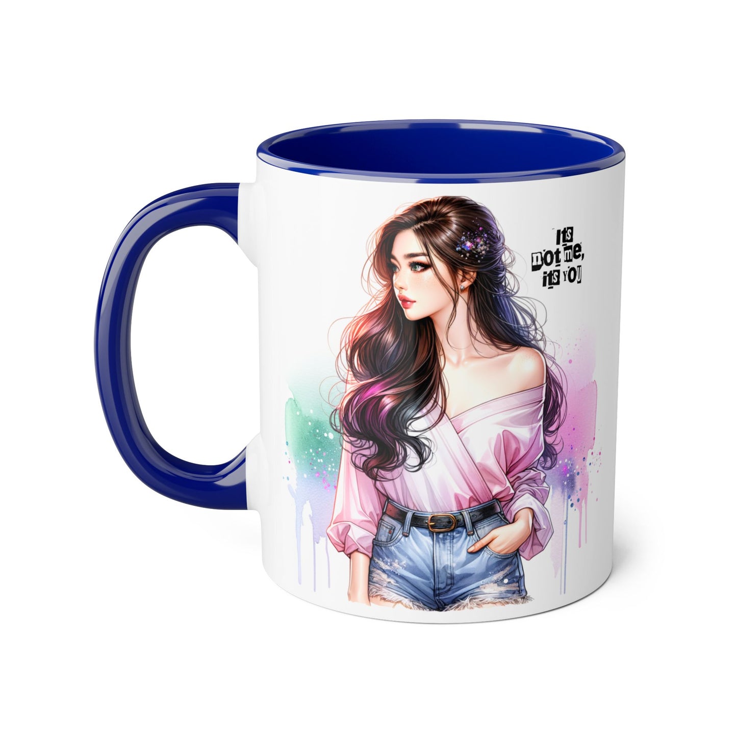 It's Not Me, It's You Humoristic Vibrant Accent Mug, Espresso Lover's Gift, Stunning Art Print Mug, Unique Coffee Cup, Colorful Tea Mug, Perfect for Birthdays, Cozy Vibes