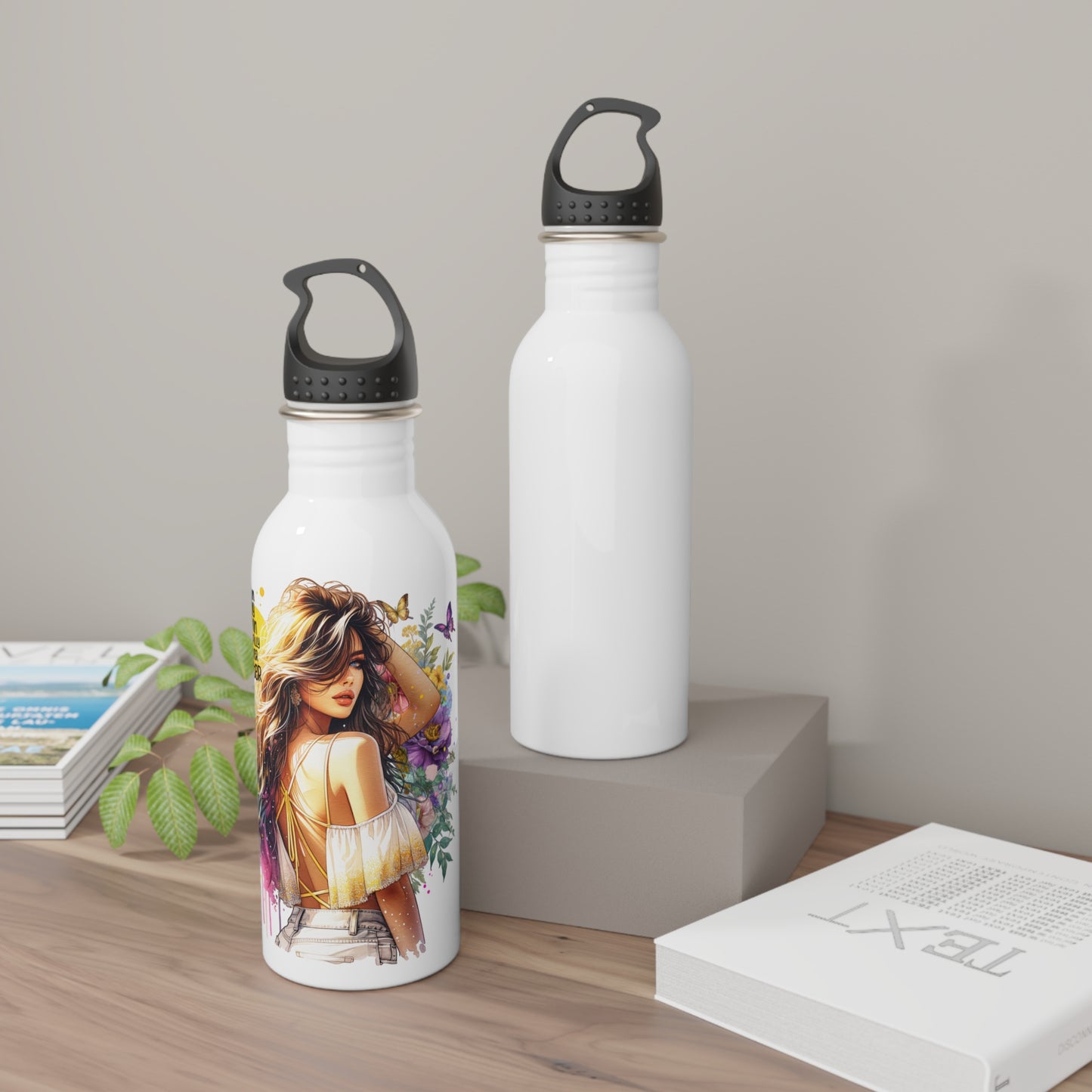I Am My Own Happily Ever After Stainless Steel Water Bottle with Inspirational Art, Floral Water Bottle, Motivational Gift for Her, Reusable Travel Bottle, [...]