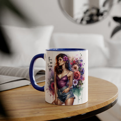 Free and Loving Me Bohemian Accent Mug, Floral Coffee Cup, Inspirational Gift for Her, Free and Loving Me Design, Unique Home Decor, Birthday, Special [...]