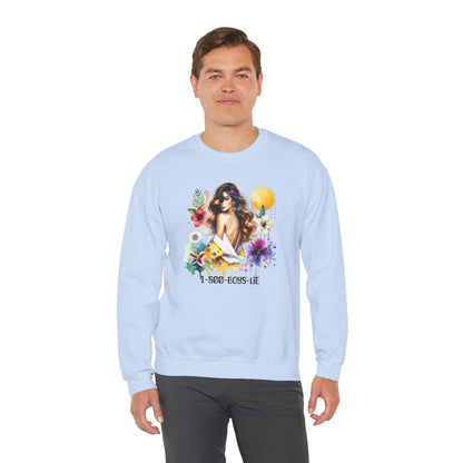 1-800-Boys-Lie Bohemian Floral Crewneck Sweatshirt, Trendy Oversized Sweater, Unique Gift for Her, Cozy Fall Apparel, Birthday & Casual Wear