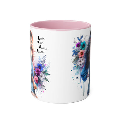 Floral Accent Mug, Inspirational Coffee Cup, Love Yourself Gift, Unique Drinkware, Artistic Ceramic Coffee Mug