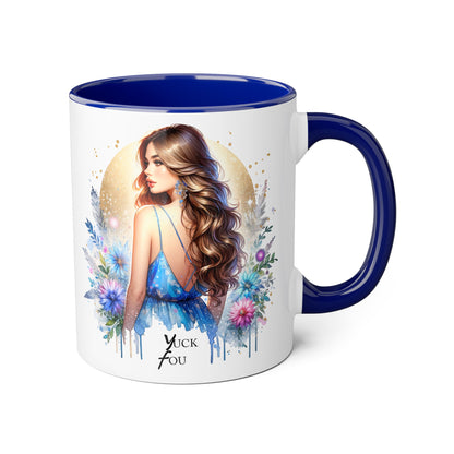 Yuck Fou Floral Accent Mug Collection - Inspirational Coffee Cup for Women, Unique Gift for Friends, Home Decor, Birthday Present, Self-Care Tea Mug