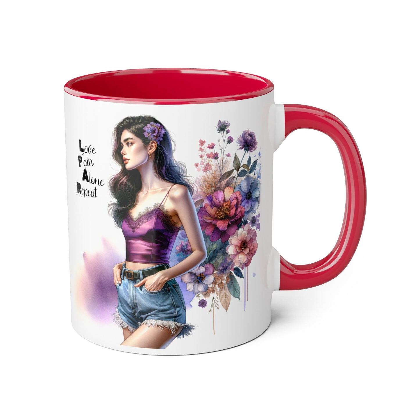 Floral Accent Mug, Personalized Coffee Cup, Artistic Drinkware, Unique Gift for Her, Women's Day Present, Home Decor