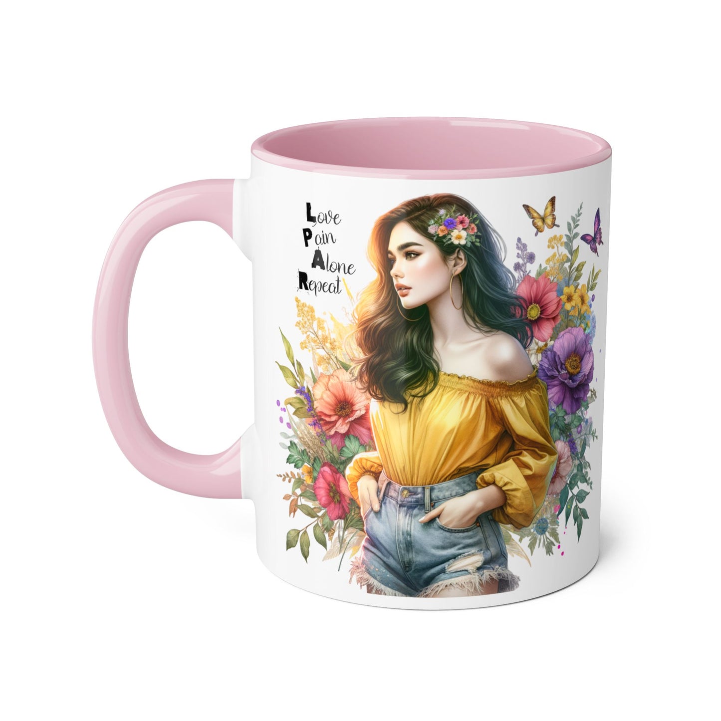 Whimsical Floral Accent Mug, Inspirational Gift for Friends, Nature Lovers, Home Décor, Coffee/Tea Mug, Unique Art