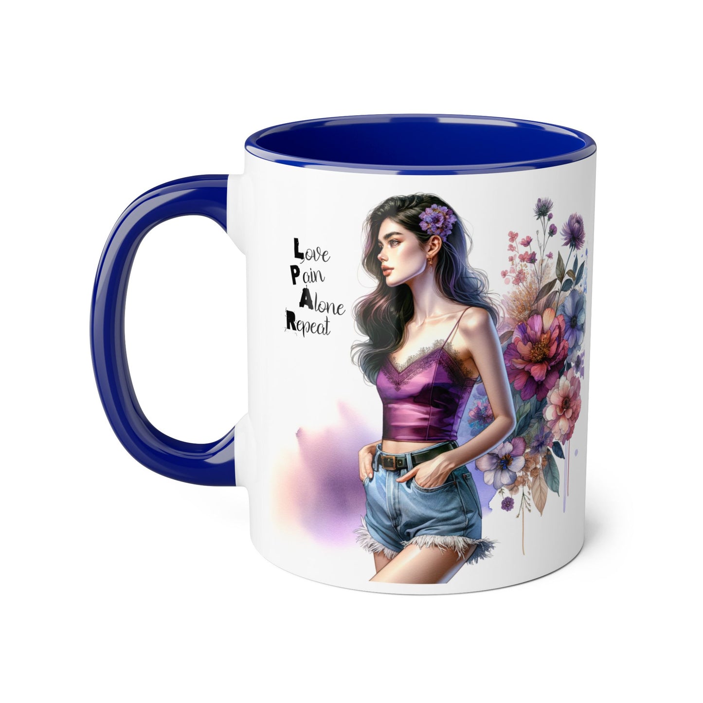 Floral Accent Mug, Personalized Coffee Cup, Artistic Drinkware, Unique Gift for Her, Women's Day Present, Home Decor