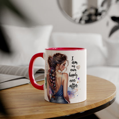 Inspirational Accent Mug - "I Am My Own Happily Ever After" - 11oz Coffee Cup for Self-Love and Empowerment
