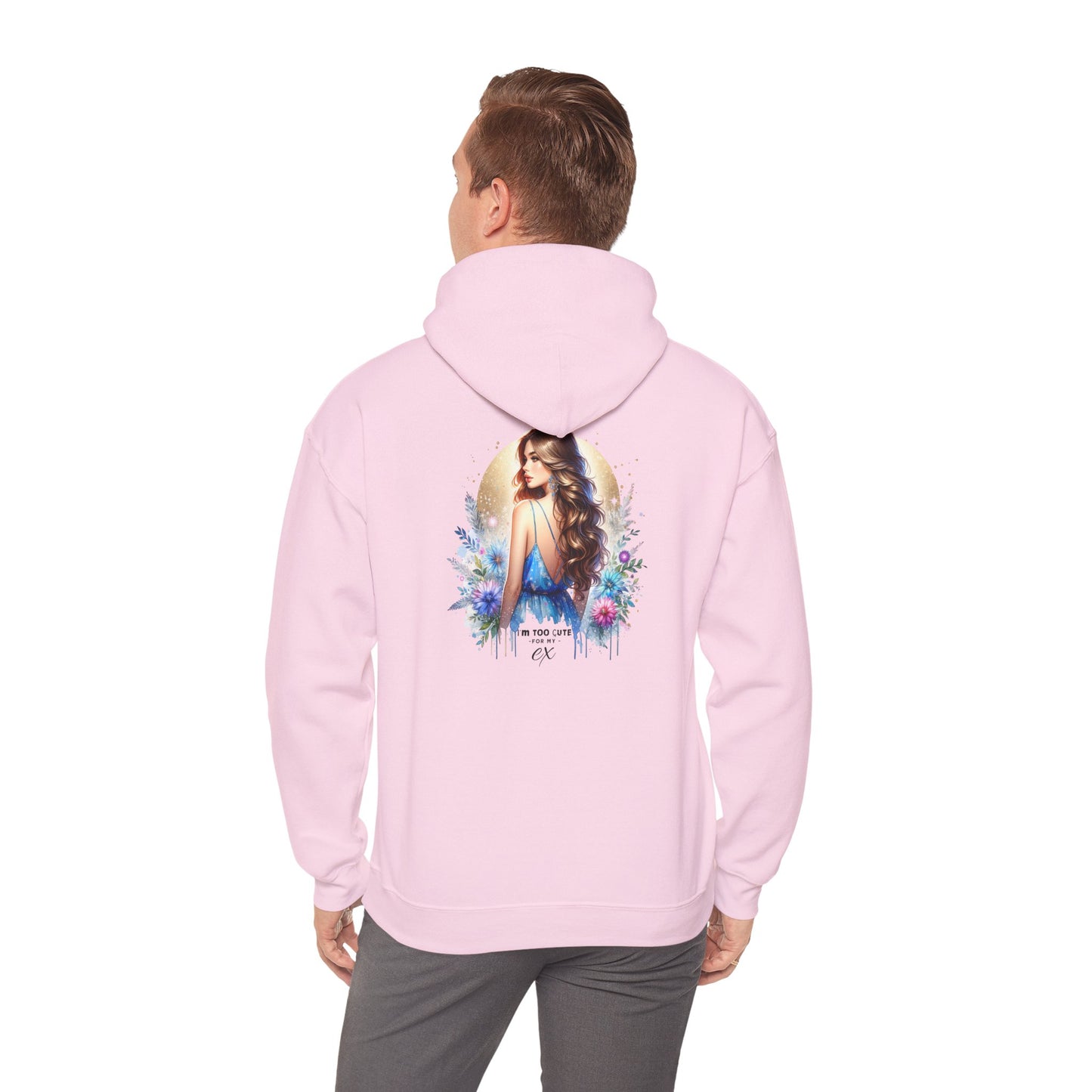 I'm Too Cute For My Ex Elegant Floral Art Hoodie - Perfect Comfort for Art Lovers, Cozy Streetwear, Symbol of Self-Expression, Gift for Friends, Stylish Layering