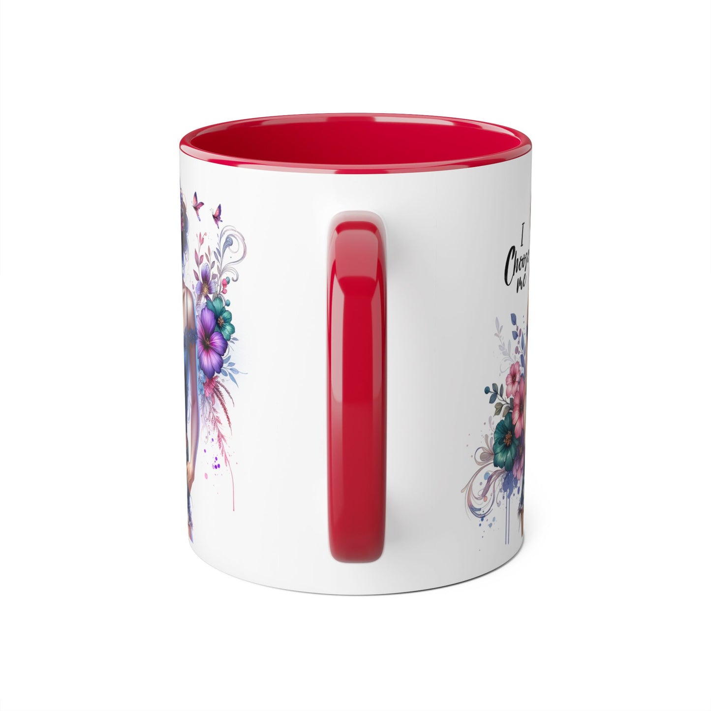 I Choose Me Floral Art Accent Mug, Inspirational Coffee Cup, Gifts for Her, Home Decor, Birthday Present, Self-Care Reminder