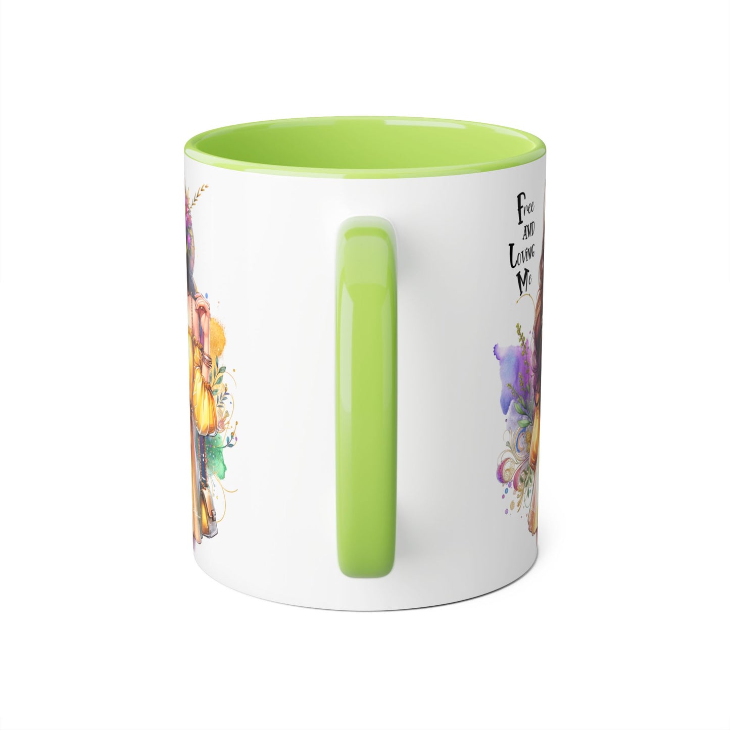 Free and Loving Me Vibrant Accent Mug, Colorful Coffee Cup for Self-Care