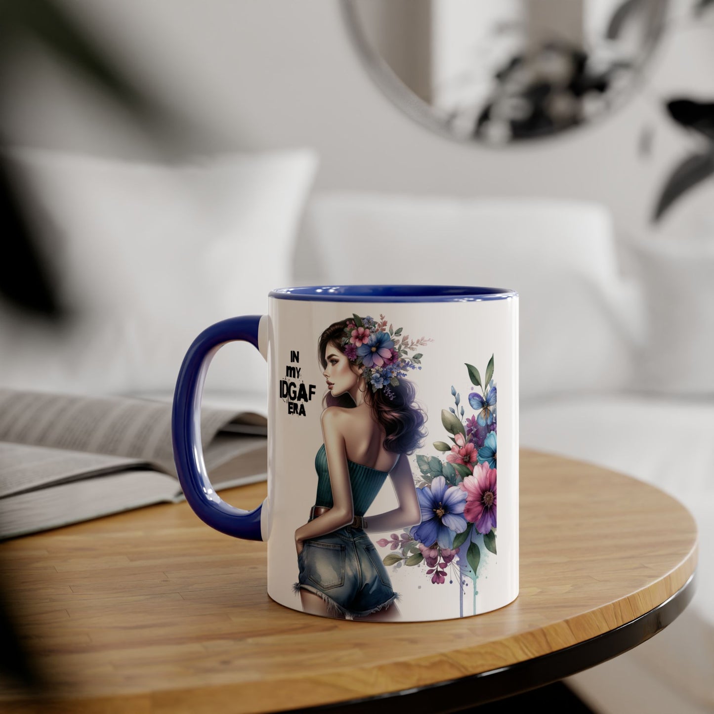 Bold Floral IDGAF Era Mug | Unique Coffee Gift | Retro Vibes | Sassy Tea Cup | Fun Home Decor | Statement Drinkware | 11oz Accent Mug