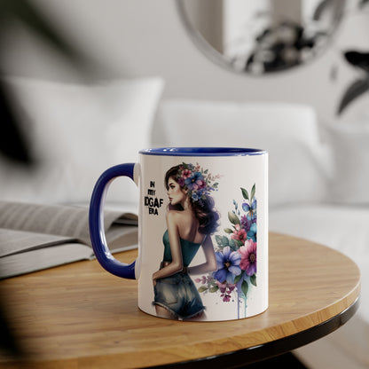 Bold Floral IDGAF Era Mug | Unique Coffee Gift | Retro Vibes | Sassy Tea Cup | Fun Home Decor | Statement Drinkware | 11oz Accent Mug