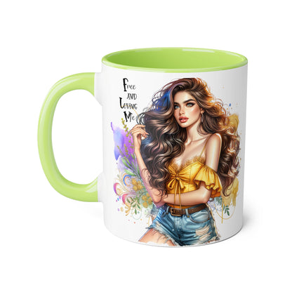 Free Spirit Accent Mug, Boho Coffee Cup, Inspirational Gift, Art Lover's Mug, Unique Home Decor, Stylish Drinkware