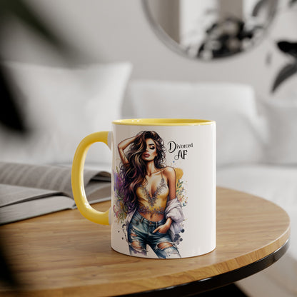 Divorced AF Mug, Stylish 11oz Accent Mug for Coffee Lovers, Perfect for Gifts, Self-Care and Empowerment, Unique Art Design