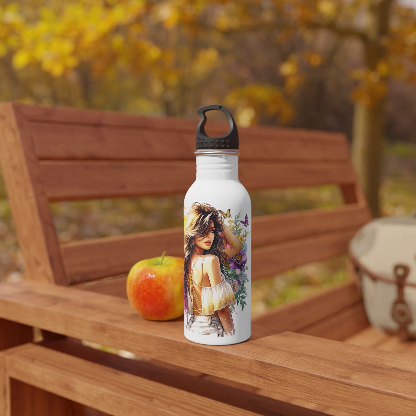 I Am My Own Happily Ever After Stainless Steel Water Bottle with Inspirational Art, Floral Water Bottle, Motivational Gift for Her, Reusable Travel Bottle, [...]
