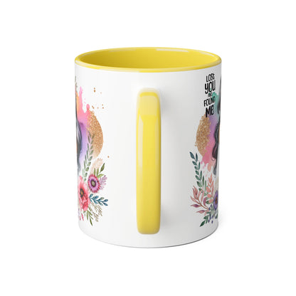 Lost You and Found Me Bohemian Floral Accent Mug, Inspirational Coffee Cup, Gift for Her, Self-Care Essentials, Unique Home Decor, Personalized Drinkware