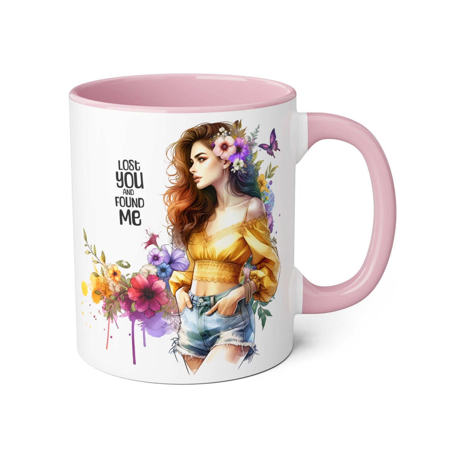 Lost You and Found Me Floral Inspiration Mug, Coffee Lover Gift, Artful Decor, Unique Birthday Present, Spring Vibes, Inspirational Quote