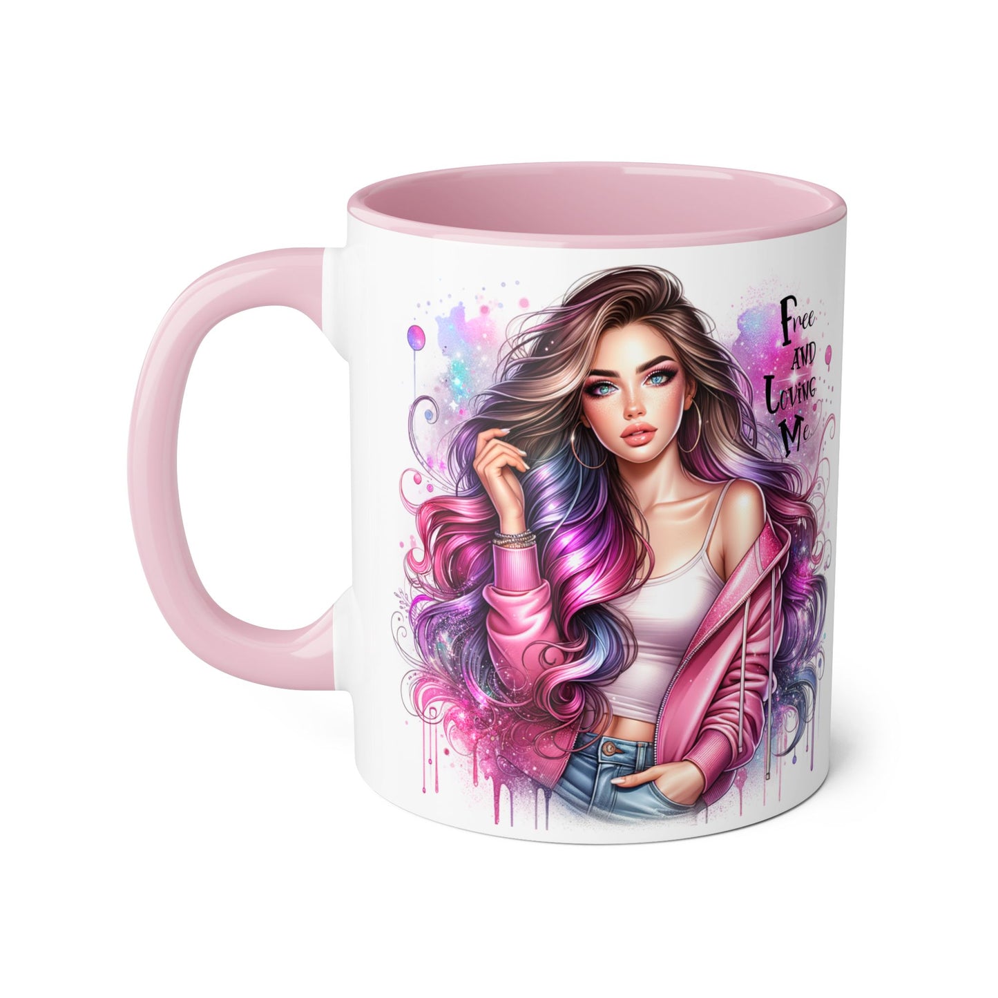Colorful Motivational Accent Mug - "Free and Loving Me" - Self-Care Gift, Inspirational Drinkware, Artistic Coffee Cup, Unique Present, [...]