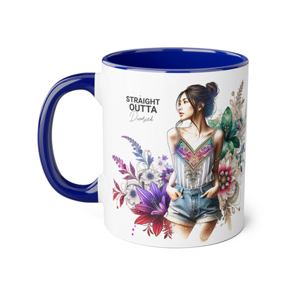 Straight Outta Divorced Humoristic Vibrant Accent Mugs, 11oz - Perfect for Gifts, Home Decor, Coffee Lovers, Birthdays, and Celebrations