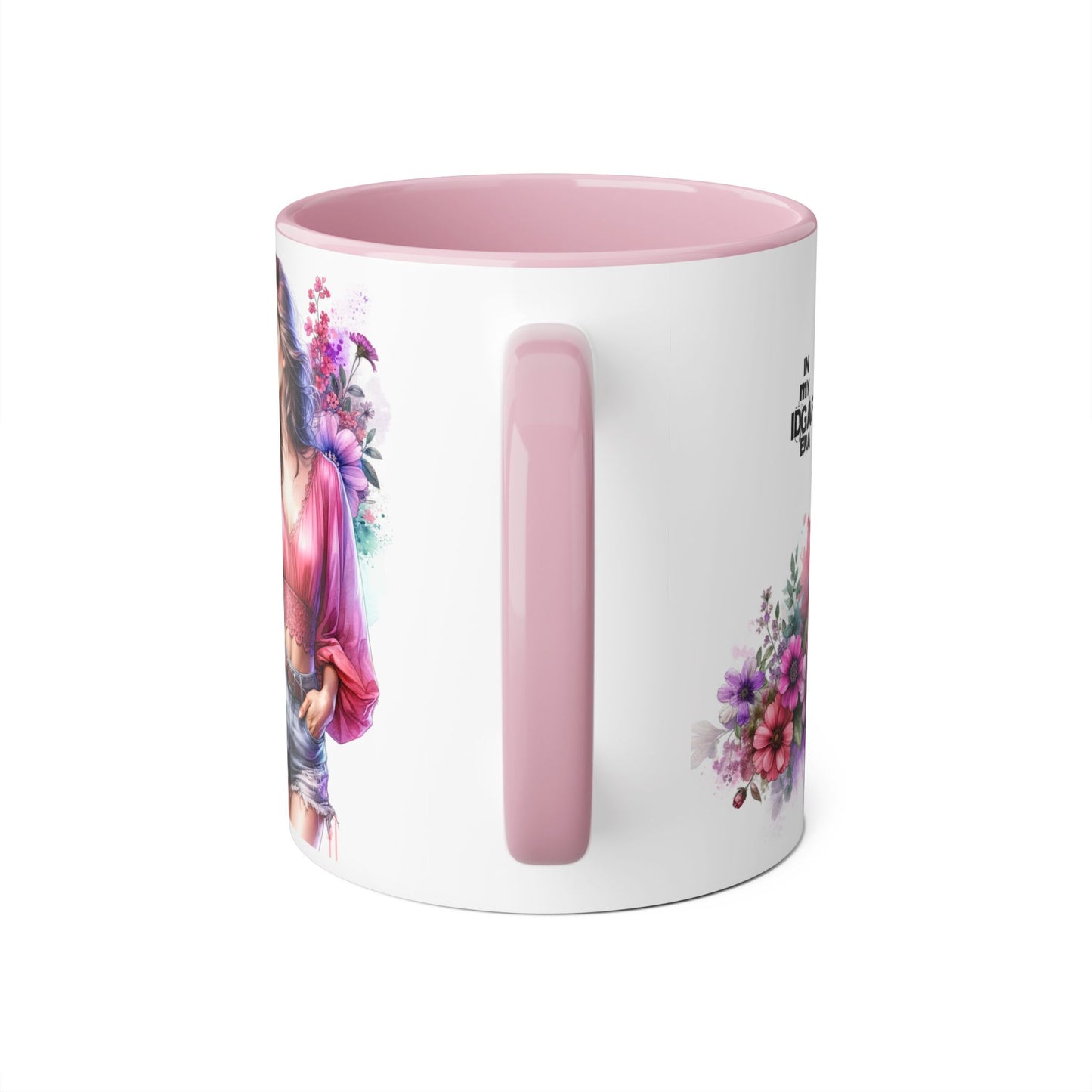 Floral IDGAF Accent Mug - Coffee Cup, Gift for Her, Trendy Mug, Unique Kitchen Decor, Flower Design