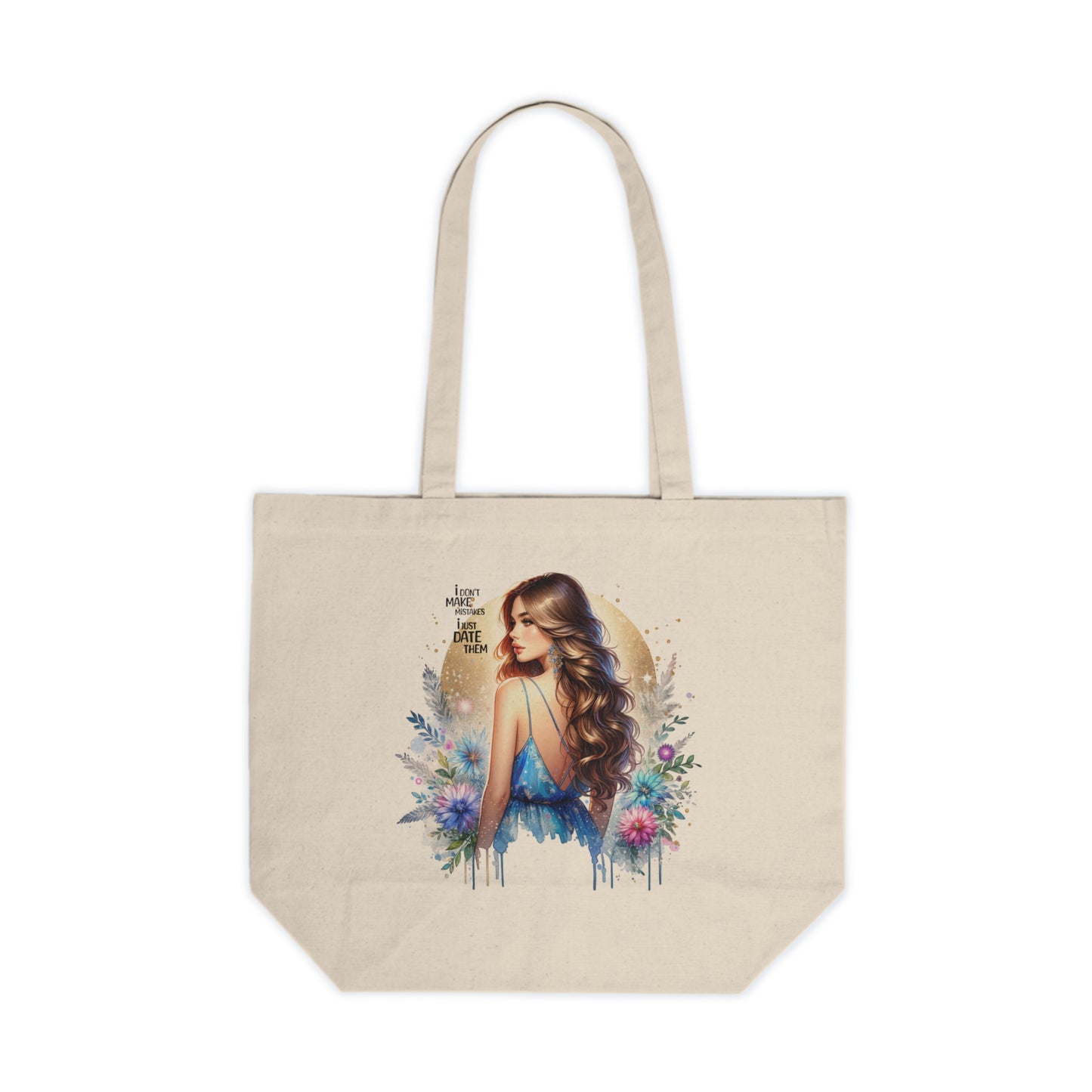I Don`t Make Mistakes, I Just Date Them Floral Art Canvas Shopping Tote | Eco-Friendly Bag | Gift for Her | Market Tote | Reusable Grocery Bag | Stylish Everyday Carry