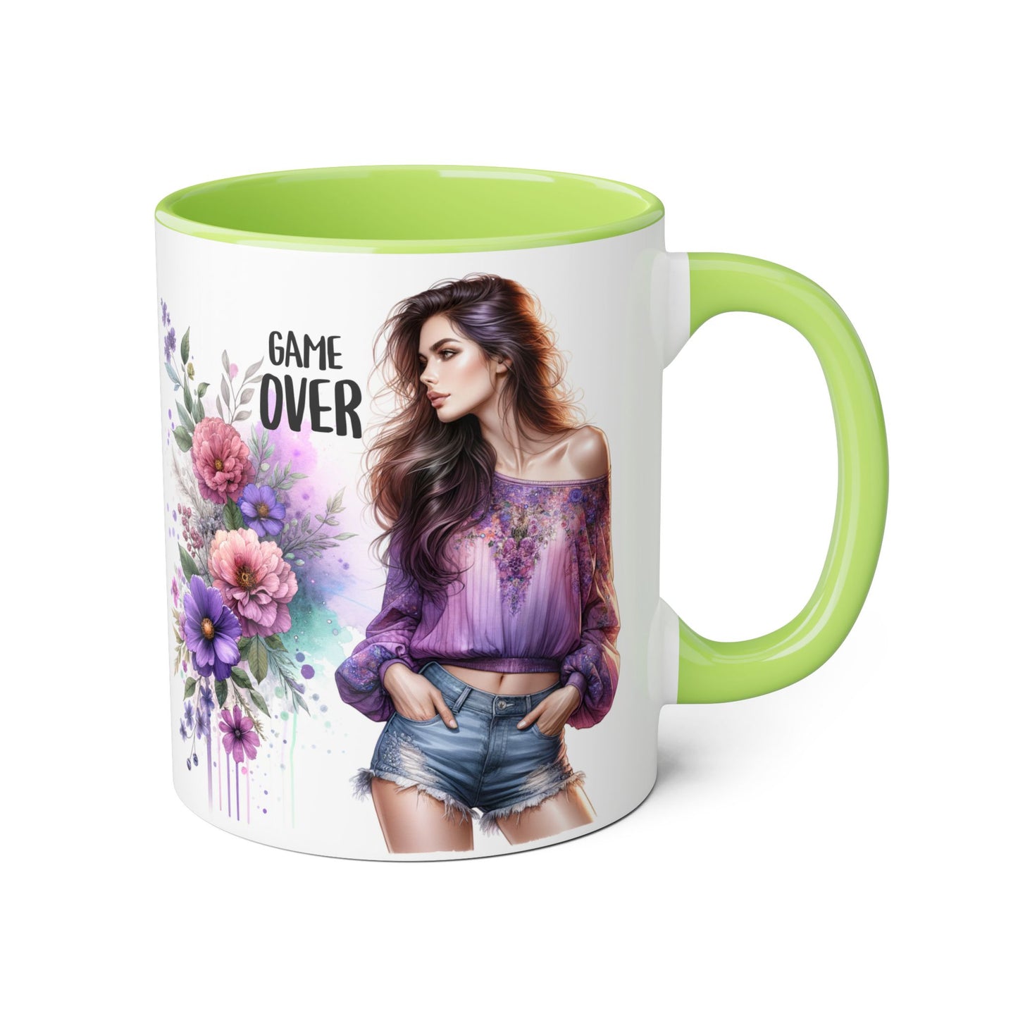 Floral Game Over Mug - Fun Coffee Cup, Gift for Game Lovers, Cute Floral Drinkware, Unique Mother's Day Gift, Tea Mug
