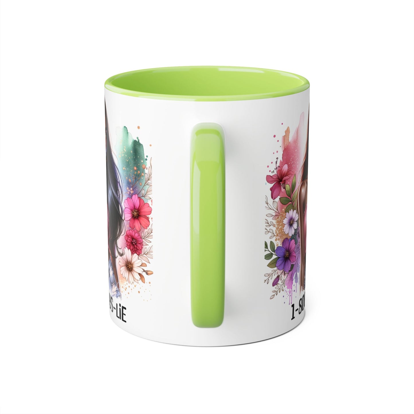 1-800-BOYS-LIE Stylish Floral Accent Mug, 11oz Coffee Mug, Gift for Her, Trendy Drinkware, Unique Birthday Present, Coffee Lover's Companion