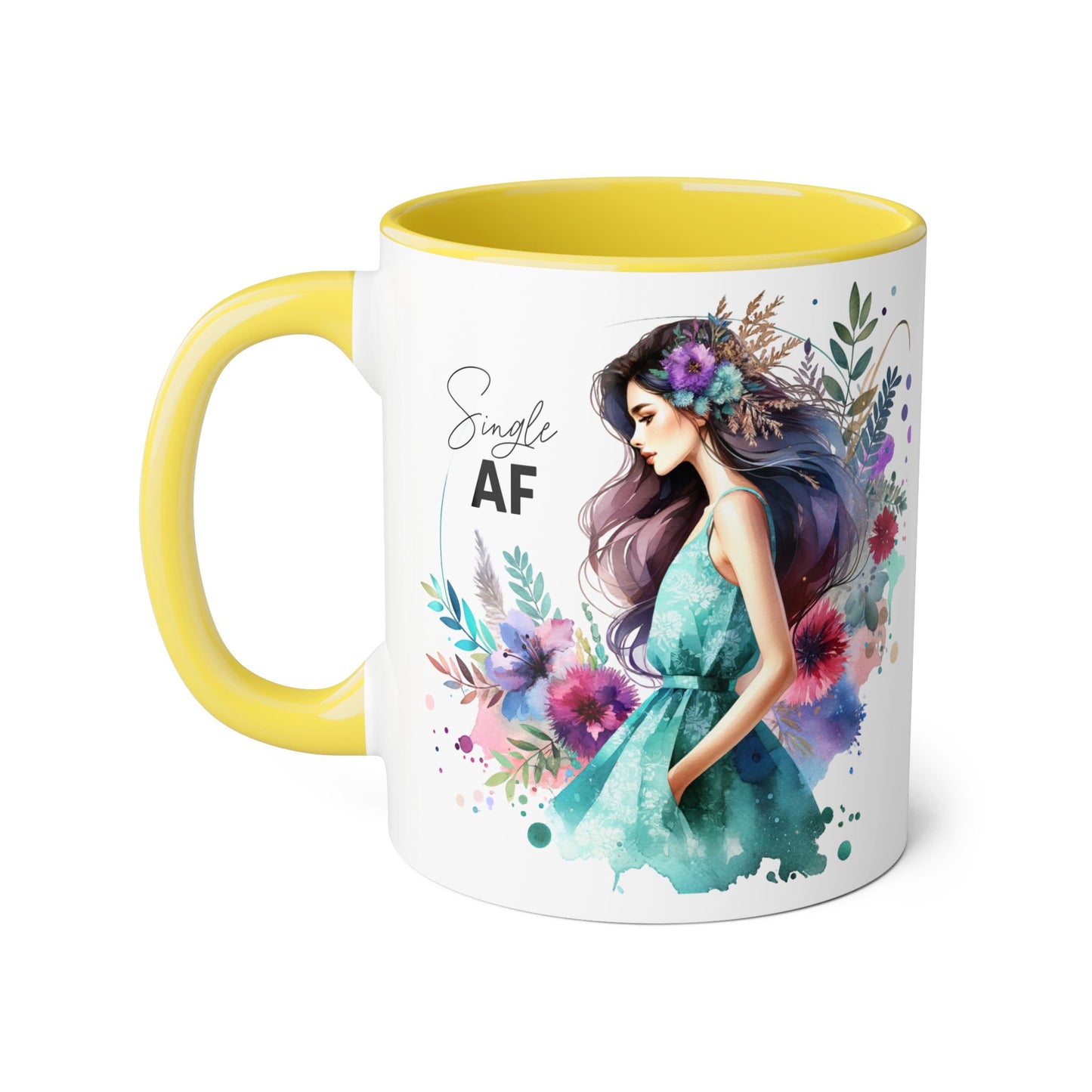 Single AF Floral Accent Mug - Perfect Gift for Singles, Coffee Lovers, Birthday, Self-Care, Galentine's Day