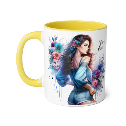Yuck Fou Floral Graphic Accent Mug: Perfect Gift for Tea Lovers, Coffee Breaks, Home Decor, Inspirational Quotes, Mother's Day, Birthdays