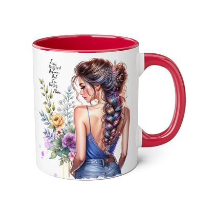 I Was Married Before But I'm Better Now Beautiful Floral Accent Mug - Inspirational Coffee Cup, Gift for Her, Home Decor, Tea Lover, Mother's Day, Birthday