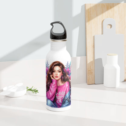 1-800-Boys-Lie Stylish Stainless Steel Water Bottle with Floral Design - Perfect for Hydration, Gym, Travel, Gifts, Fashion