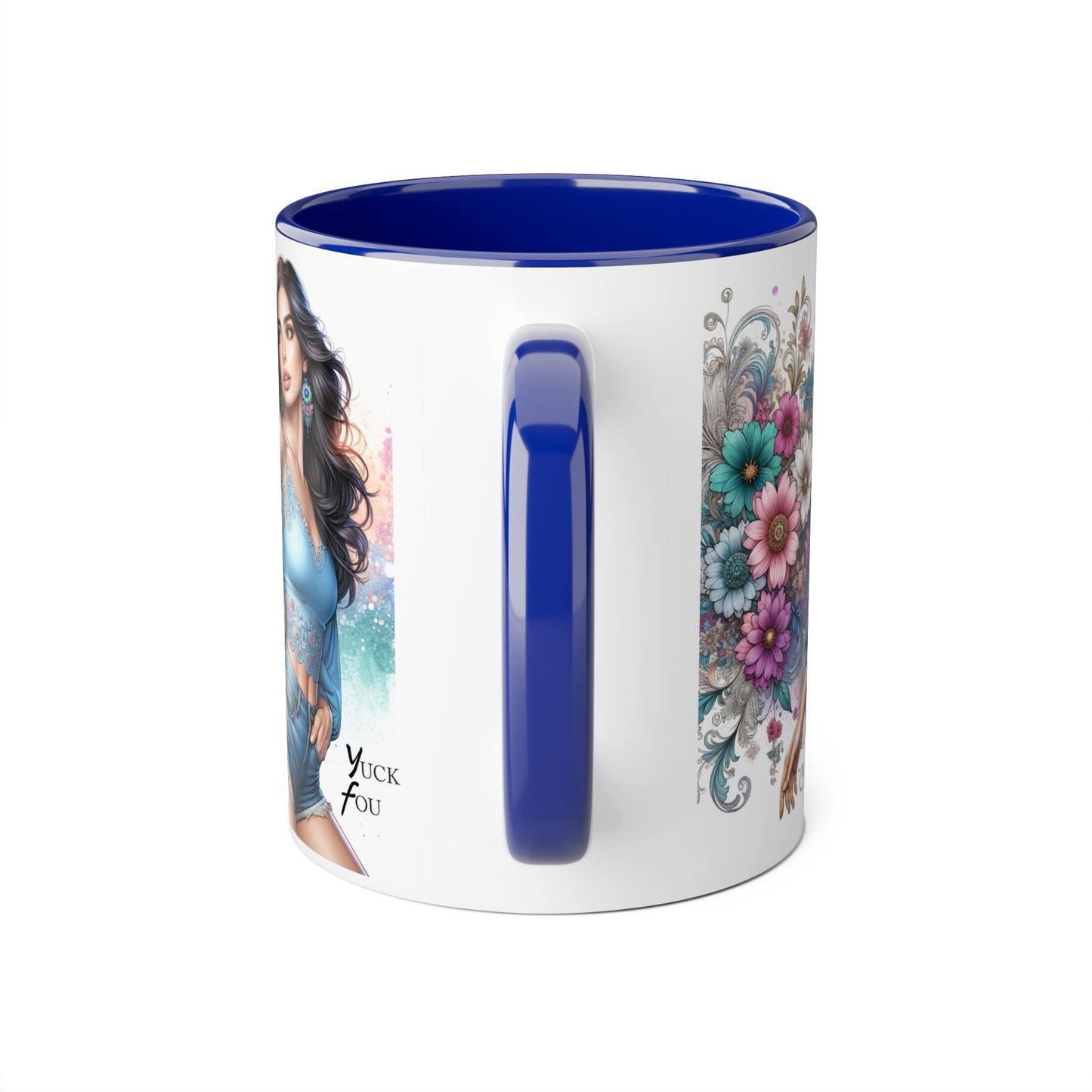 Yuck Fou Artistic Accent Mug, Floral Coffee Cup, Unique Gift for Her, Decorative Drinkware, Birthday Present, Home Décor