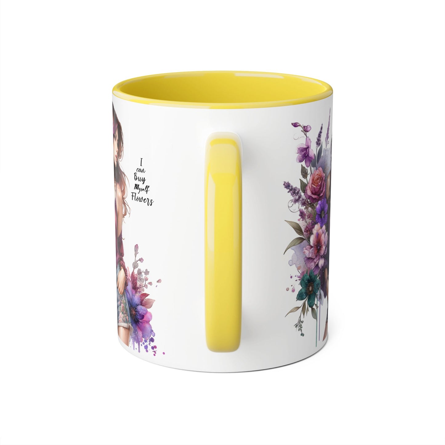 I Can Buy Myself Flowers Floral Art Accent Mug, 11oz Coffee Cup for Flower Lovers, Gift for Her, Boho Kitchen Decor, Unique Art Mug