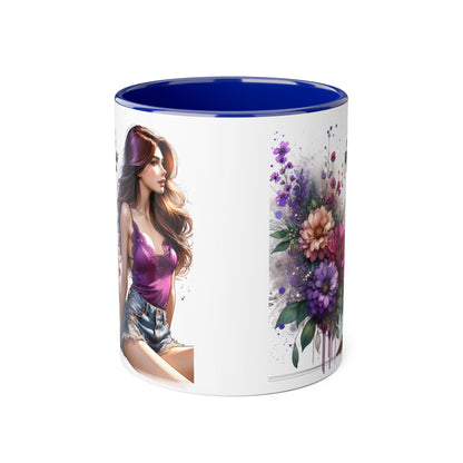 Chic Floral Accent Mug - Perfect for Coffee Lovers, Gift for Her, Home Decor, Floral Art Mug, Unique Drinkware