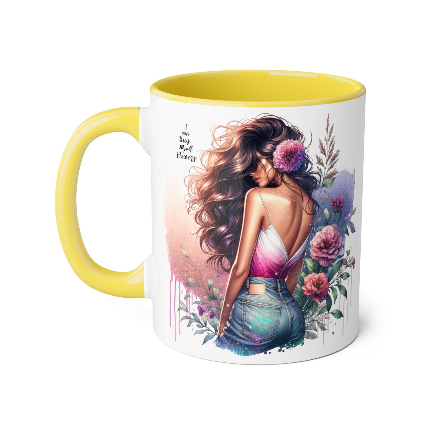 I Can Buy Myself Flowers Bohemian Accent Mugs, Tea Lover Gift, Coffee Mug, Floral Art Mug, Inspirational Drinkware, Home Decor