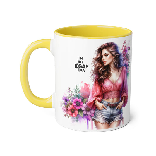 Floral IDGAF Accent Mug - Coffee Cup, Gift for Her, Trendy Mug, Unique Kitchen Decor, Flower Design