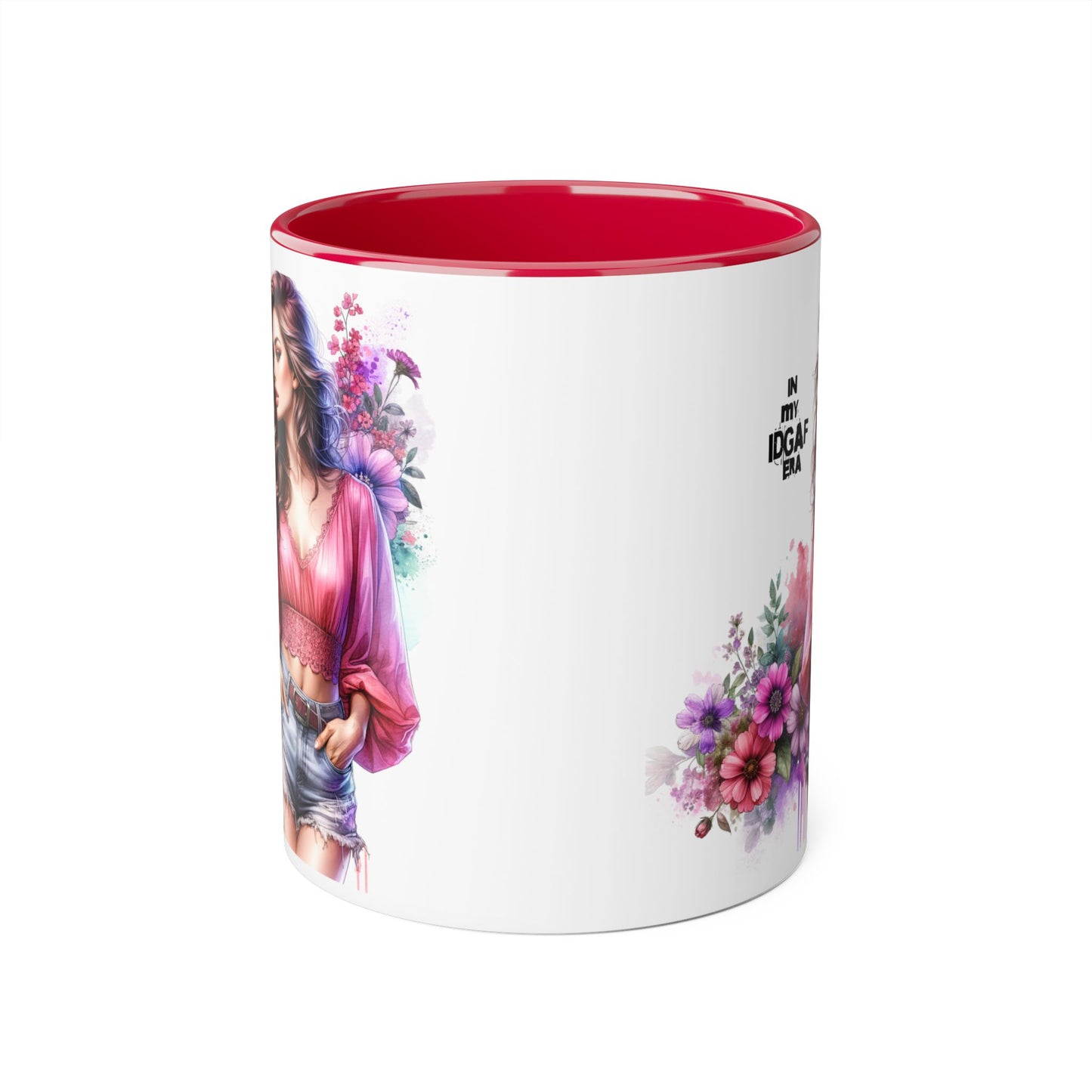 Floral IDGAF Accent Mug - Coffee Cup, Gift for Her, Trendy Mug, Unique Kitchen Decor, Flower Design